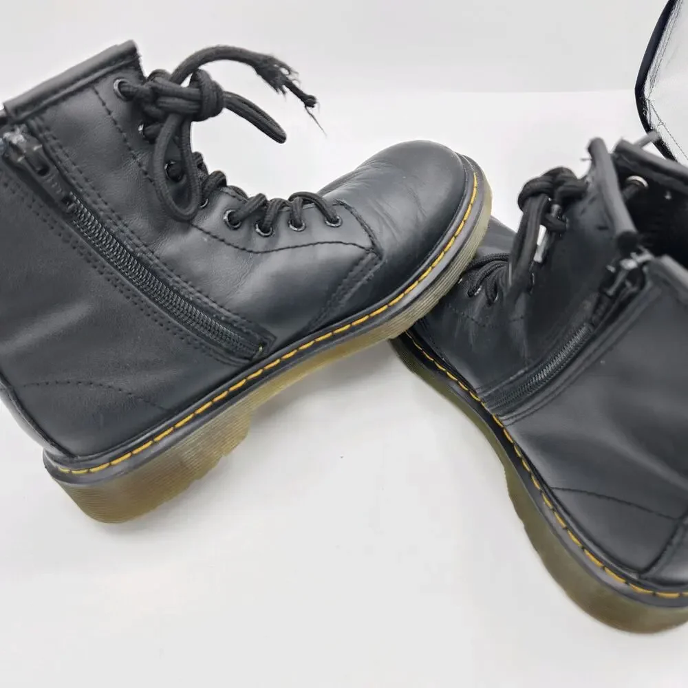Dr. Martens Junior 1460‎ Softy T Leather Lace Up Boots Kids Size 3 Black